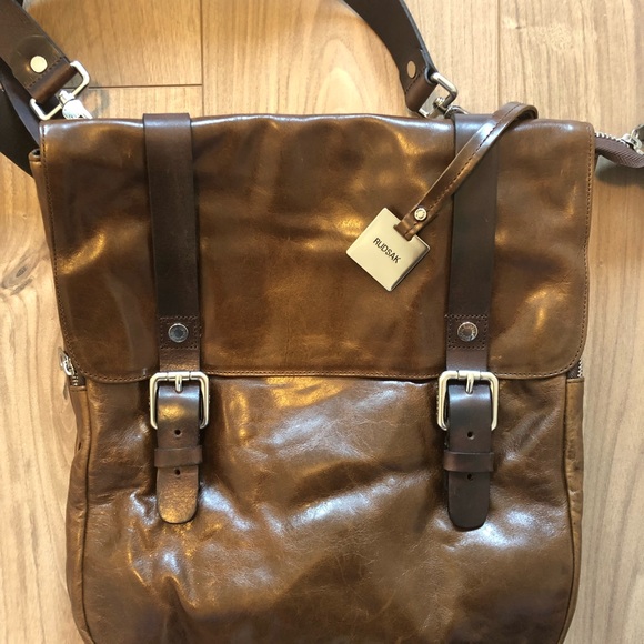 Rudsak Distressed Brown Leather Messenger Bag - Picture 3 of 16